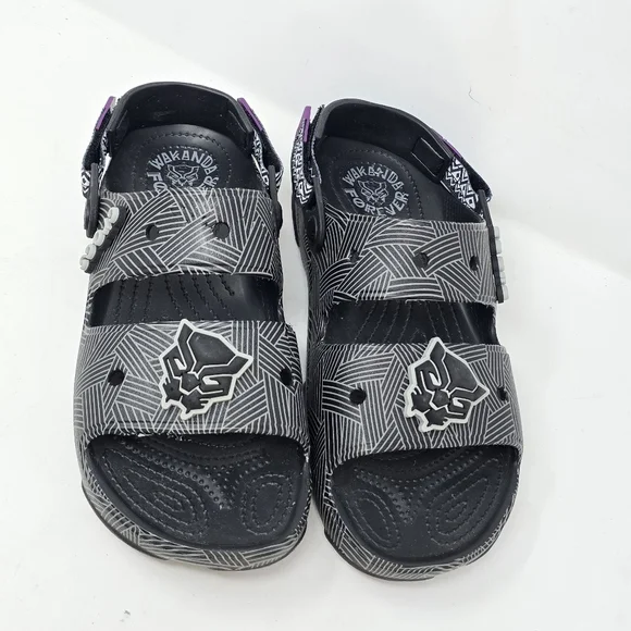 Unisex Crocs X Black Panther Wakanda Forever slide on women 10/men 8 beach - Picture 3 of 10